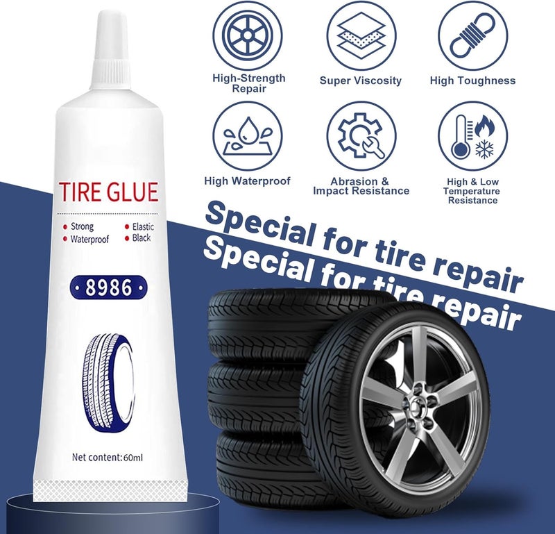 1DFAUL 24Pcs Tire Repair Glue Kit, 120ml Tire Patch Glue with Rubber Nail, for Vacuum Tires Puncture Repair on Cars, Motorcycles, Trucks, and Tractors, Super Sticky - Image 4